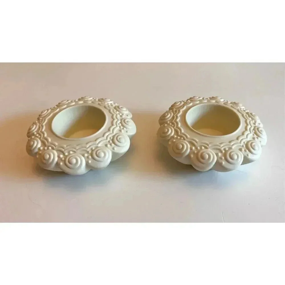 PartyLite‎ Sea Drifters Bisque White Tealight Holders - Set of 2